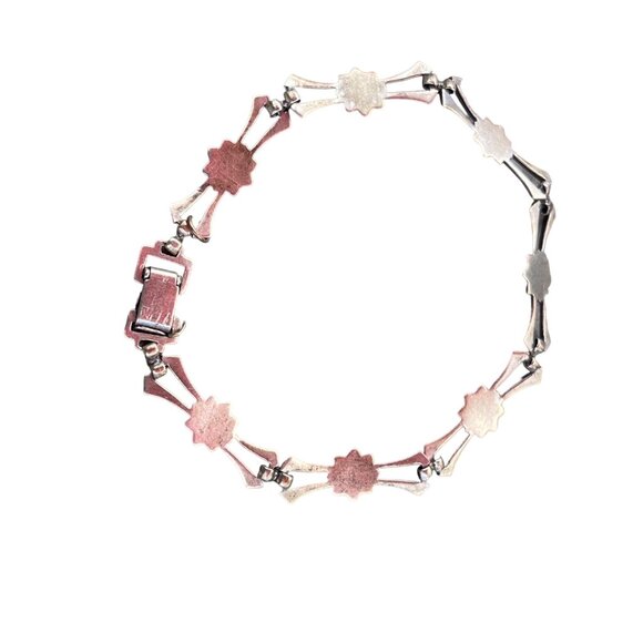 Symmetalic Vintage Floral Link Bracelet 7.5 14K Gold Filled and Sterling Art De - Picture 6 of 6